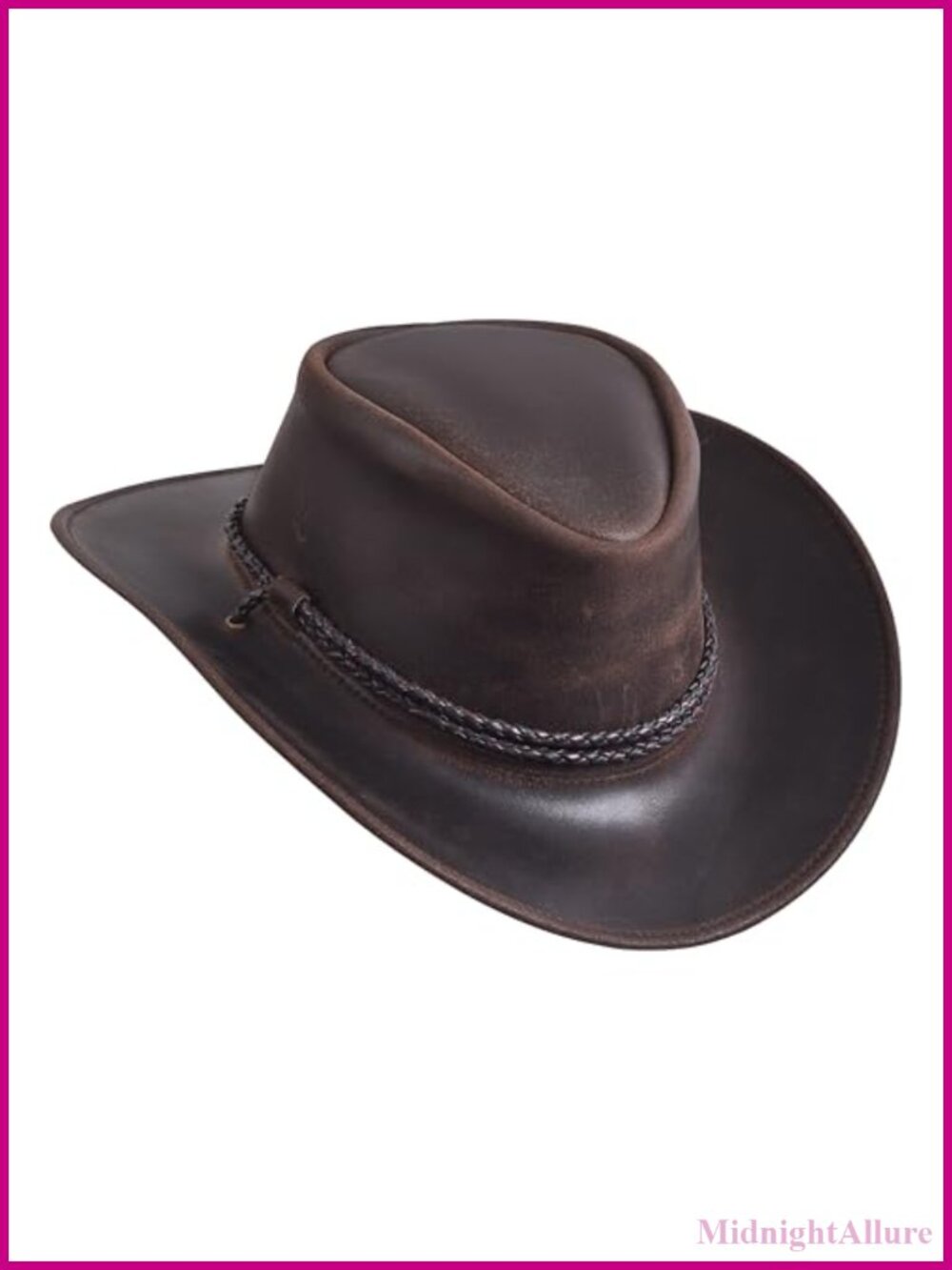 Cowboy Leather Hat Western Shapeable Outback Braided Hatband